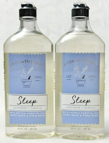 Bath & Body Works Aromatherapy SLEEP Lavender + Vanilla Body Wash & Foam Bath (2 Pack) Avelisse
