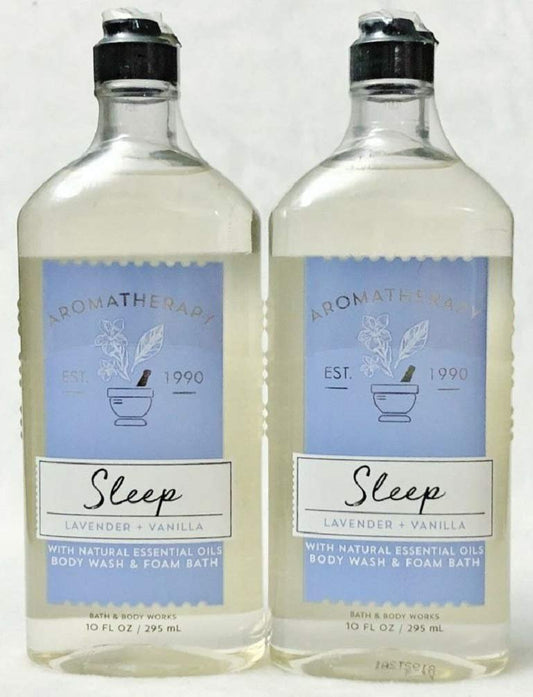 Bath & Body Works Aromatherapy SLEEP Lavender + Vanilla Body Wash & Foam Bath (2 Pack) Avelisse