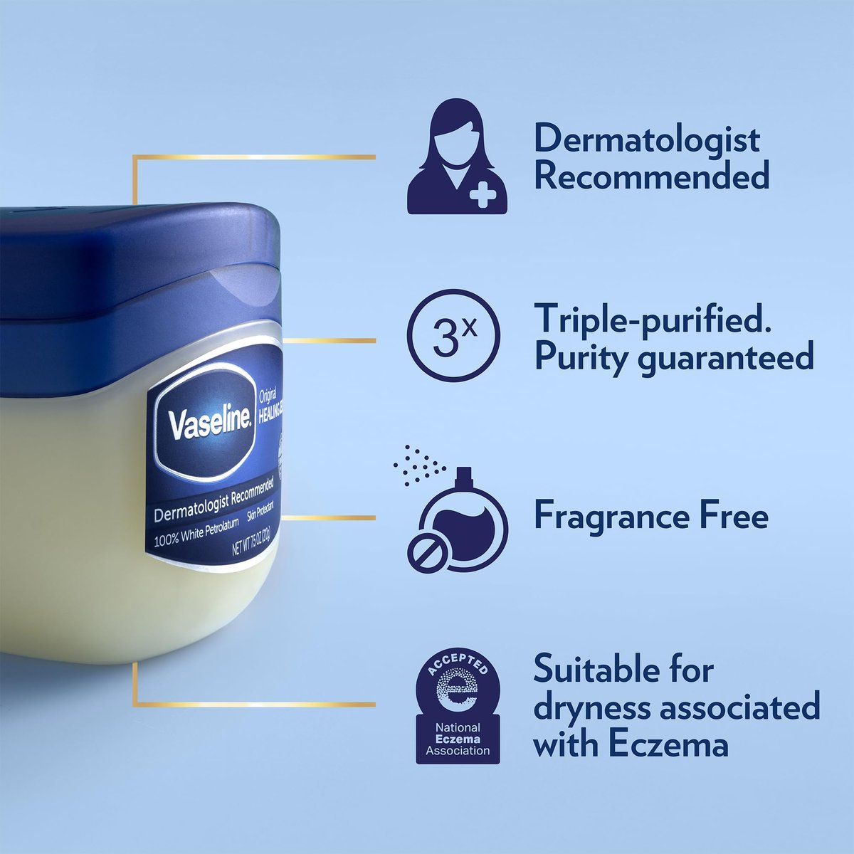 Vaseline Original & Cocoa Butter Healing Jelly Travel-Size Variety 4-Pack – Rich Moisturizing Ointment for Cracked, Dry Skin, 1.75 Oz Each - görsel 6
