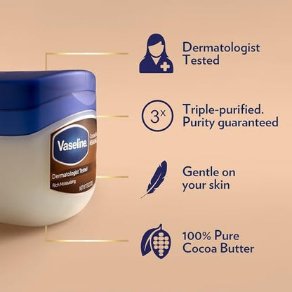 Vaseline Original & Cocoa Butter Healing Jelly Travel-Size Variety 4-Pack – Rich Moisturizing Ointment for Cracked, Dry Skin, 1.75 Oz Each