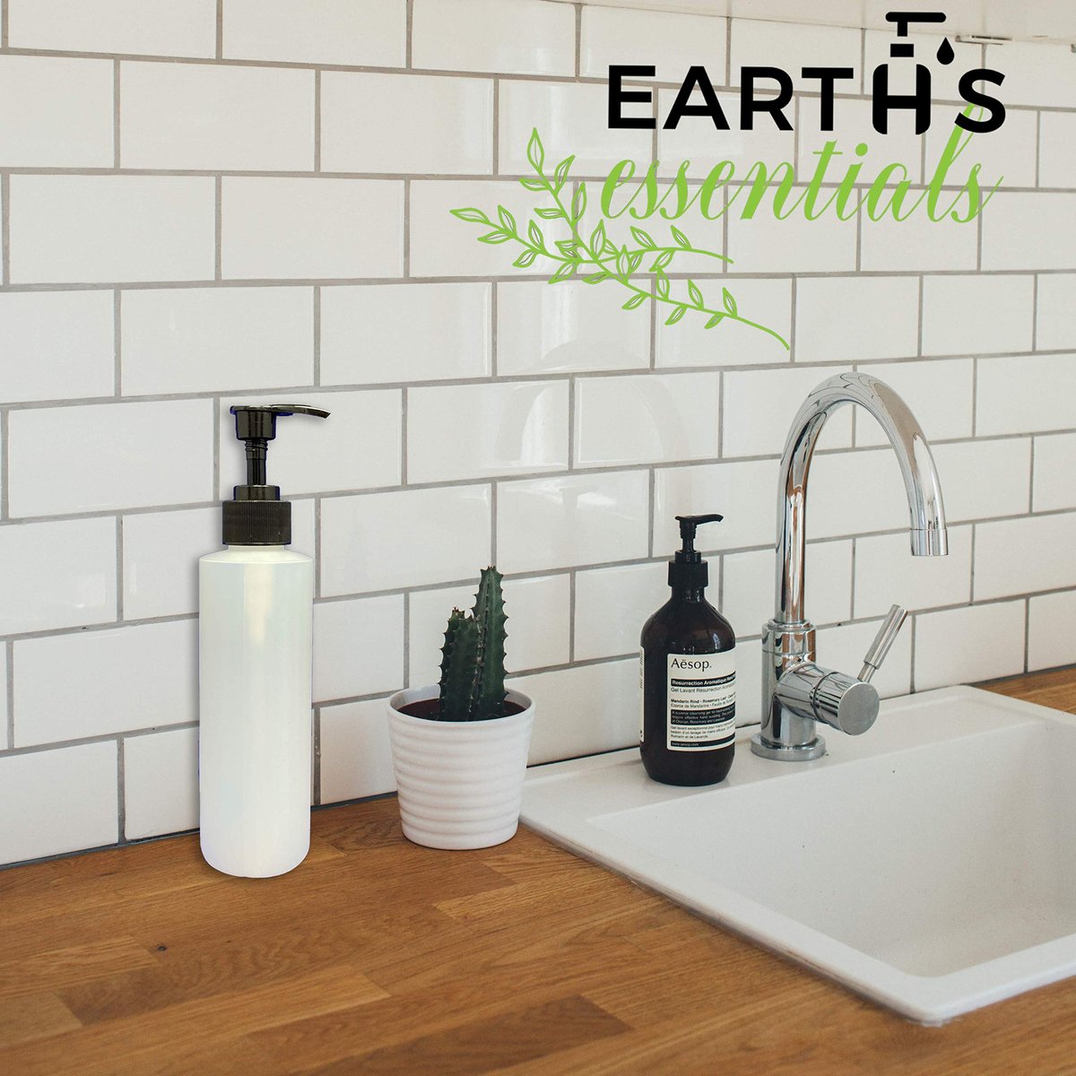 Earth's Essentials 4-Pack Refillable 8 oz HDPE Plastic Pump Bottles with Patented Screw-On Funnel - Lotions, Shampoos, Massage Oils Avelisse