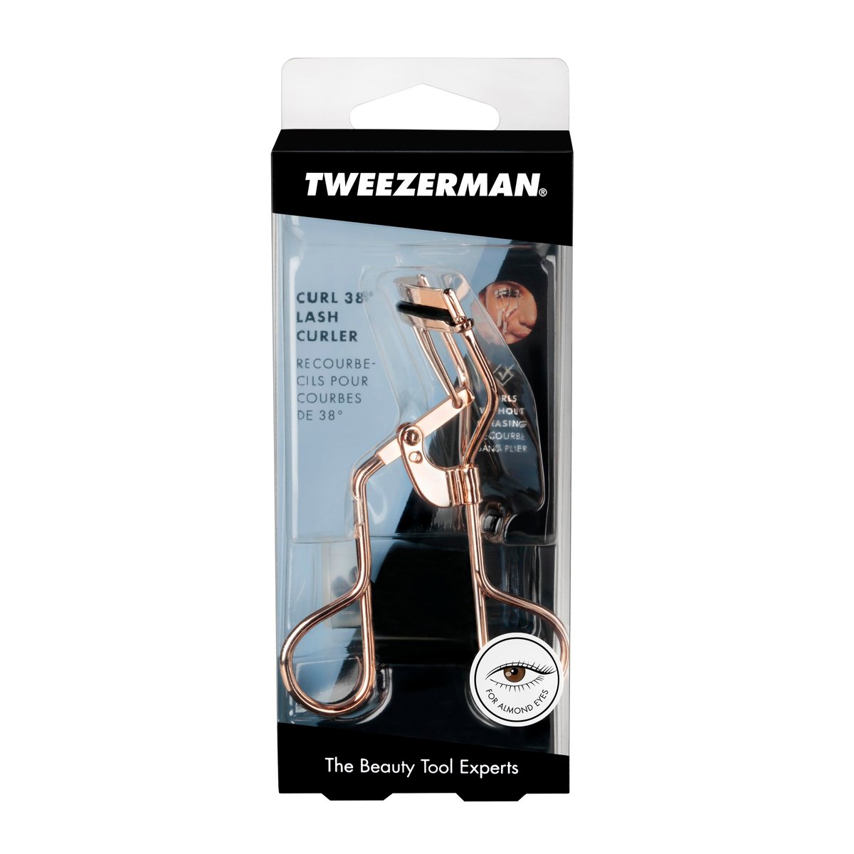 Tweezerman Curl 38 Rose Gold Lash Curler for Almond or Deep Set Eyes Avelisse