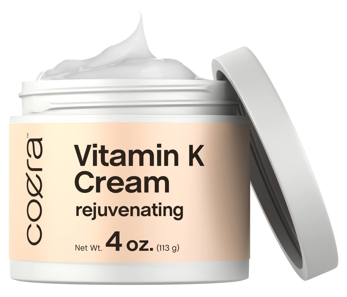 Coera Vitamin K Cream 4 oz | Premium Formula for Bruises, Spider Veins, Dark Circles, Broken Capillaries, Eyes, and Face | Paraben and SLS Free - görsel 1