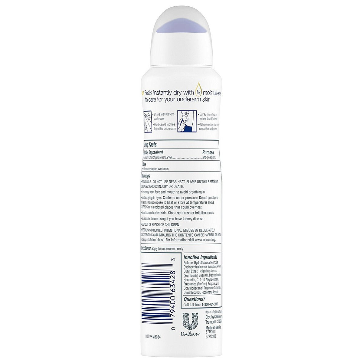 Dove Dry Spray Antiperspirant - Invisible - Sheer Fresh - 3.8 oz (107 g) per Can, Pack of 3 - görsel 5
