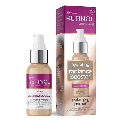 LIVAURA Retinol Instant Radiance Booster – Anti-Aging Primer with Vitamin A & Peptides for Luminous, Firm Skin Avelisse