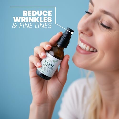 Eva Naturals 10 Actives Serum – Vitamin C, Niacinamide, Hyaluronic Acid, Turmeric, CoQ10 – Natural Anti Aging Face Serum for Dark Spots, Wrinkles, Acne, Skin Care & Facial Spot Remover Avelisse