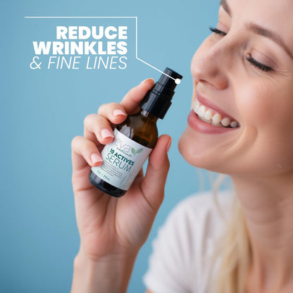 Eva Naturals 10 Actives Serum – Vitamin C, Niacinamide, Hyaluronic Acid, Turmeric, CoQ10 – Natural Anti Aging Face Serum for Dark Spots, Wrinkles, Acne, Skin Care & Facial Spot Remover Avelisse