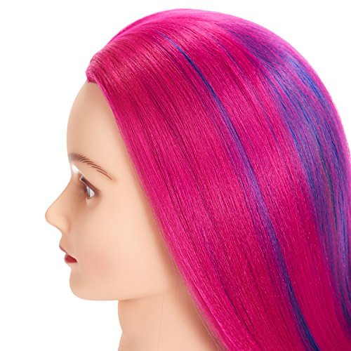Training Head 26"-28" Mannequin Head Hair Styling Manikin Cosmetology Doll Head Synthetic Fiber Hair Hairdressing Training Model Free Clamp Avelisse