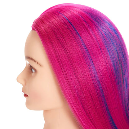 Training Head 26"-28" Mannequin Head Hair Styling Manikin Cosmetology Doll Head Synthetic Fiber Hair Hairdressing Training Model Free Clamp Avelisse