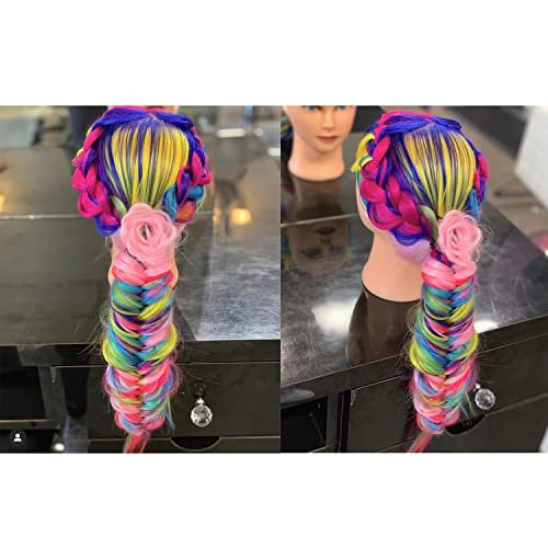Training Head 26"-28" Mannequin Head Hair Styling Manikin Cosmetology Doll Head Synthetic Fiber Hair Hairdressing Training Model Free Clamp Avelisse