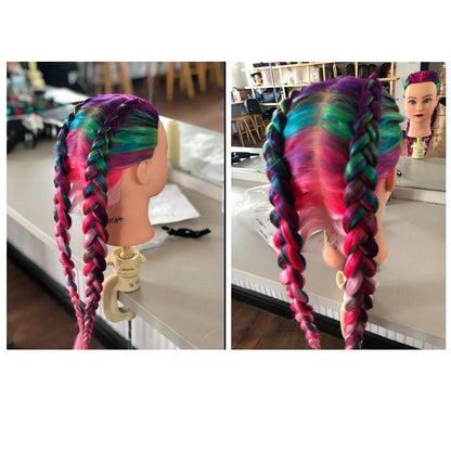 Training Head 26"-28" Mannequin Head Hair Styling Manikin Cosmetology Doll Head Synthetic Fiber Hair Hairdressing Training Model Free Clamp Avelisse