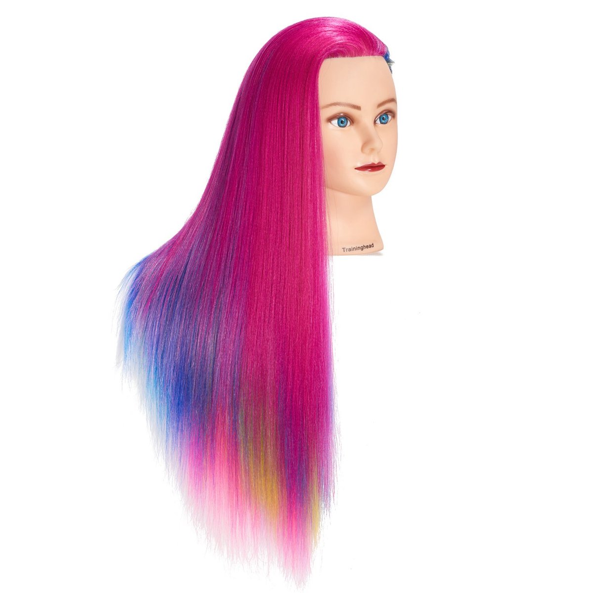 Training Head 26"-28" Mannequin Head Hair Styling Manikin Cosmetology Doll Head Synthetic Fiber Hair Hairdressing Training Model Free Clamp Avelisse