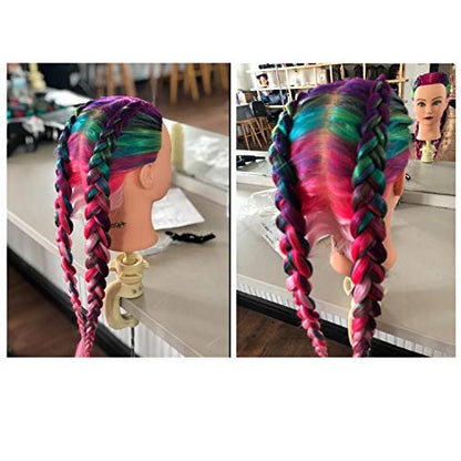 Training Head 26"-28" Mannequin Head Hair Styling Manikin Cosmetology Doll Head Synthetic Fiber Hair Hairdressing Training Model Free Clamp Avelisse