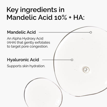 The Ordinary Mandelic Acid 10% + Hyaluronic Acid Gentle Exfoliating Serum for Clarity and Hydration, 1 Fl Oz