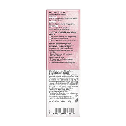 POND'S BB+ Cream Ivory Lightweight Foundation Cream 18g - Natural Glow & SPF Protection