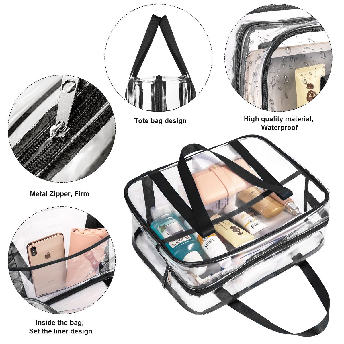 ONEGenug Clear Toiletry Bag - Large Transparent Cosmetic Bag, Waterproof Makeup Artist Case, Luggage Organizer (XL, PVC) Avelisse