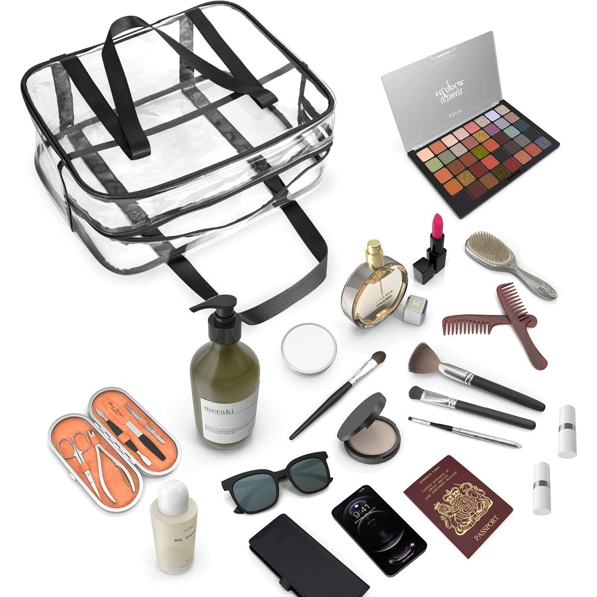 ONEGenug Clear Toiletry Bag - Large Transparent Cosmetic Bag, Waterproof Makeup Artist Case, Luggage Organizer (XL, PVC) Avelisse