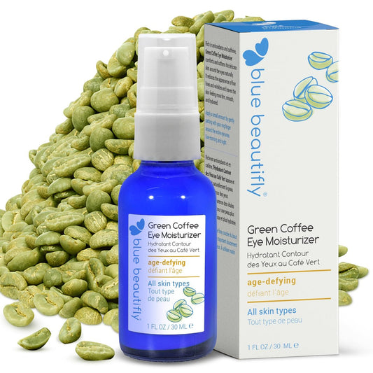 Blue Beautifly Green Coffee Under Eye Cream - Triple-Caffeinated Eye Bag Remover, Reduces Puffiness & Dark Circles, with Coffee Bean Extract, Coffee Oil & Coffee Essential Oil - 1 fl oz