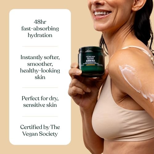 The Body Shop Almond Milk Body Yogurt - 48hr Moisturizer for Sensitive & Dry Skin, 100% Vegan, 6.98 Fl Oz Avelisse