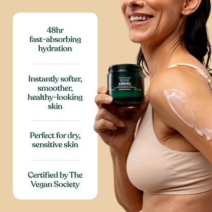 The Body Shop Almond Milk Body Yogurt - 48hr Moisturizer for Sensitive & Dry Skin, 100% Vegan, 6.98 Fl Oz Avelisse