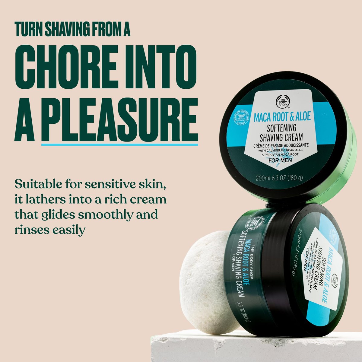 The Body Shop Maca Root & Aloe Softening Shaving Cream for Men - 6.7 oz Avelisse
