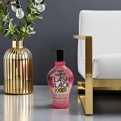 European Gold Flash Black 2000X Indoor Tanning Lotion - Advanced DHA Bronzers & Skin Conditioning, 12 oz Avelisse