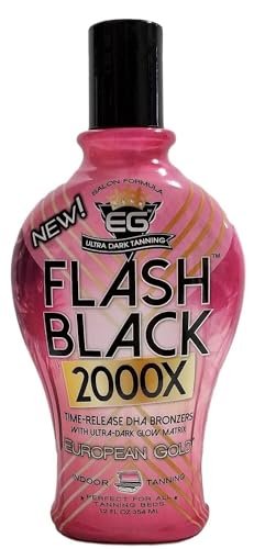 European Gold Flash Black 2000X Indoor Tanning Lotion - Advanced DHA Bronzers & Skin Conditioning, 12 oz Avelisse