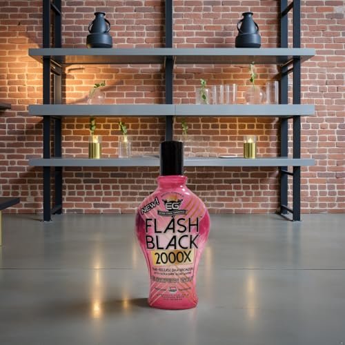 European Gold Flash Black 2000X Indoor Tanning Lotion - Advanced DHA Bronzers & Skin Conditioning, 12 oz Avelisse