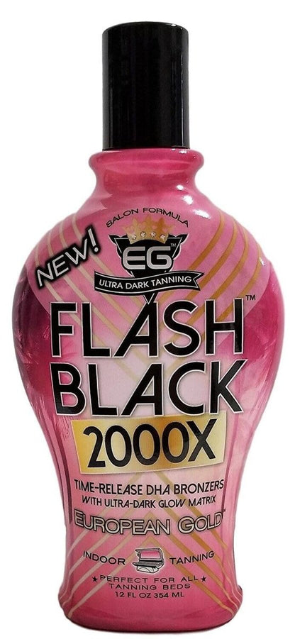 European Gold Flash Black 2000X Indoor Tanning Lotion - Advanced DHA Bronzers & Skin Conditioning, 12 oz Avelisse