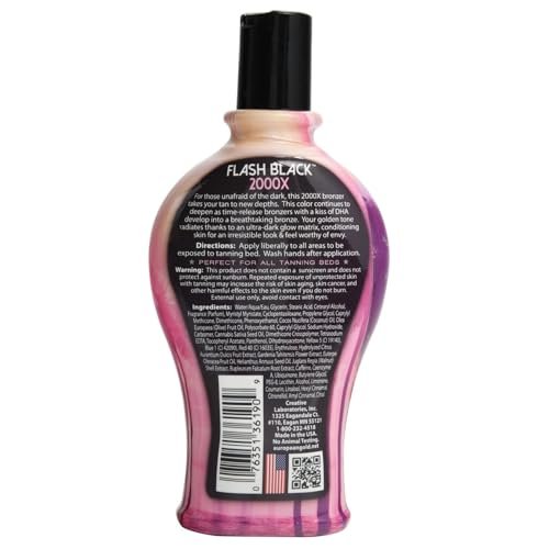 European Gold Flash Black 2000X Indoor Tanning Lotion - Advanced DHA Bronzers & Skin Conditioning, 12 oz Avelisse