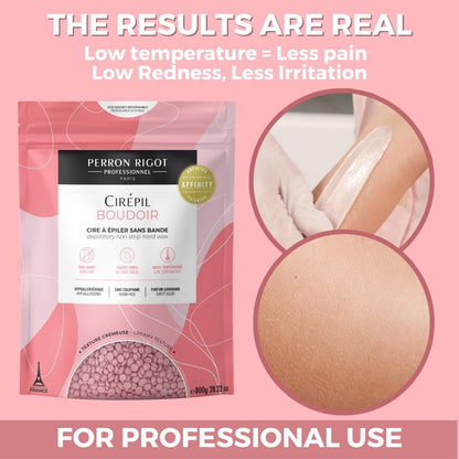 Cirepil Boudoir Hard Wax Beads - 800g / 28.22 oz - Hypoallergenic, Allergen-Free & Rosin-Free for Sensitive Skin - Professional Stripless Hair Removal for Face & Body - Low Temp Refill Bag Avelisse