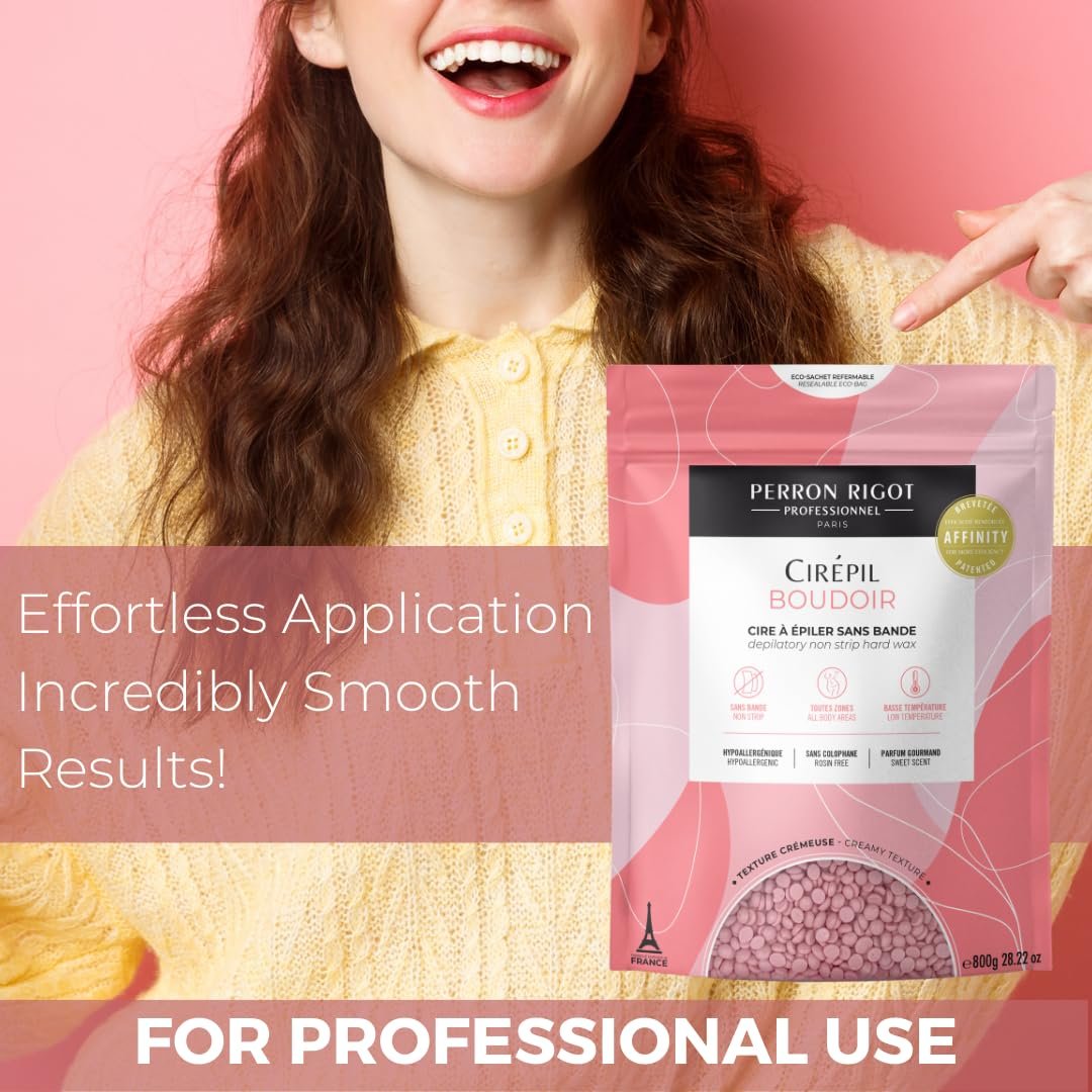 Cirepil Boudoir Hard Wax Beads - 800g / 28.22 oz - Hypoallergenic, Allergen-Free & Rosin-Free for Sensitive Skin - Professional Stripless Hair Removal for Face & Body - Low Temp Refill Bag Avelisse