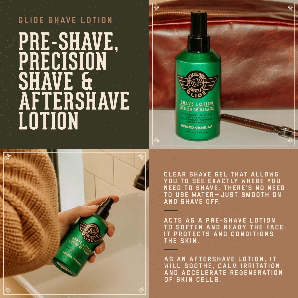 18.21 Man Made Clear Shaving Gel Cream for Men, Spiced Vanilla, 6 fl. oz. - Non-Lathering Shaving Glide for Smooth, Precise Shave Avelisse