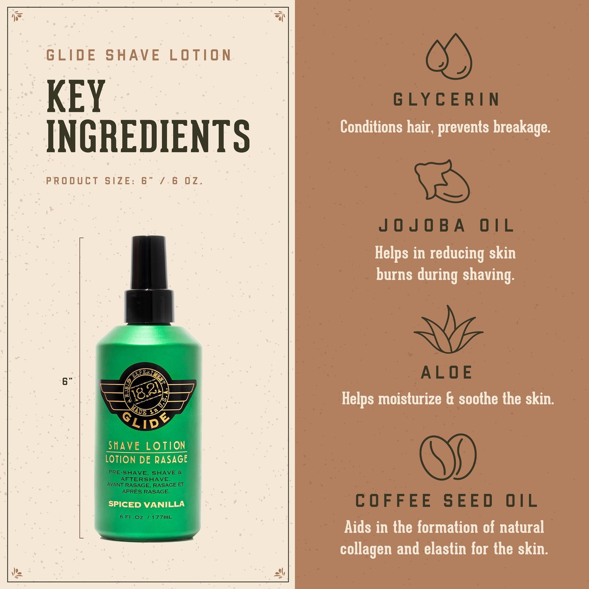 18.21 Man Made Clear Shaving Gel Cream for Men, Spiced Vanilla, 6 fl. oz. - Non-Lathering Shaving Glide for Smooth, Precise Shave Avelisse