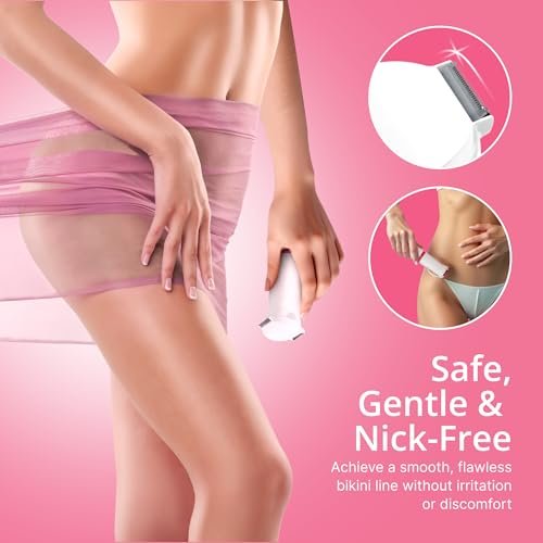 PalmPerfect Bikini Trimmer for Women – Gentle & Precise Hair Removal for Sensitive Areas, Dual Blade System, Waterproof Wet/Dry Groomer with Trimming Guide, White 5-Piece Set - görsel 6