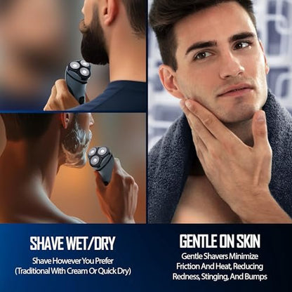 Barbasol Rotary Shaver for Men – Rechargeable Cordless Electric Razor with Stainless Steel Blades, Pop-Up Trimmer, 45-Minute Runtime