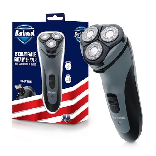 Barbasol Rotary Shaver for Men – Rechargeable Cordless Electric Razor with Stainless Steel Blades, Pop-Up Trimmer, 45-Minute Runtime - görsel 1