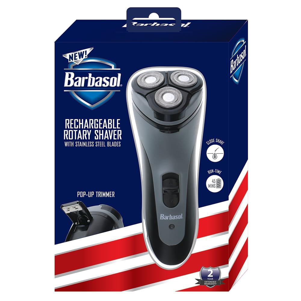 Barbasol Rotary Shaver for Men – Rechargeable Cordless Electric Razor with Stainless Steel Blades, Pop-Up Trimmer, 45-Minute Runtime - görsel 14