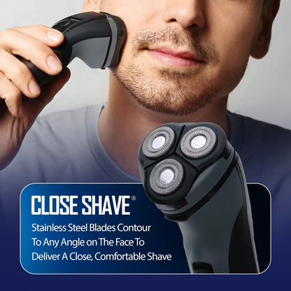 Barbasol Rotary Shaver for Men – Rechargeable Cordless Electric Razor with Stainless Steel Blades, Pop-Up Trimmer, 45-Minute Runtime