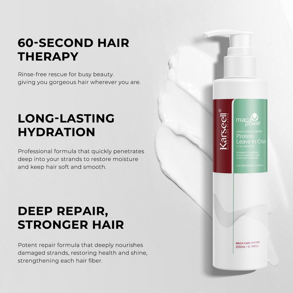 Karseell Repair Protein Cream Leave-In Conditioner Hair Treatment for Dry Damaged Hair - 5.07 Fl Oz - görsel 9