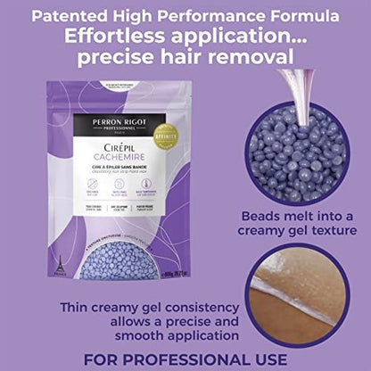 Cirepil Cachemire Hard Wax Beads - 800g / 28.22 oz - Ultra-Comfort, Rosin-Free, Stripless Hair Removal for Sensitive Skin - Low Temperature Refill Bag Avelisse