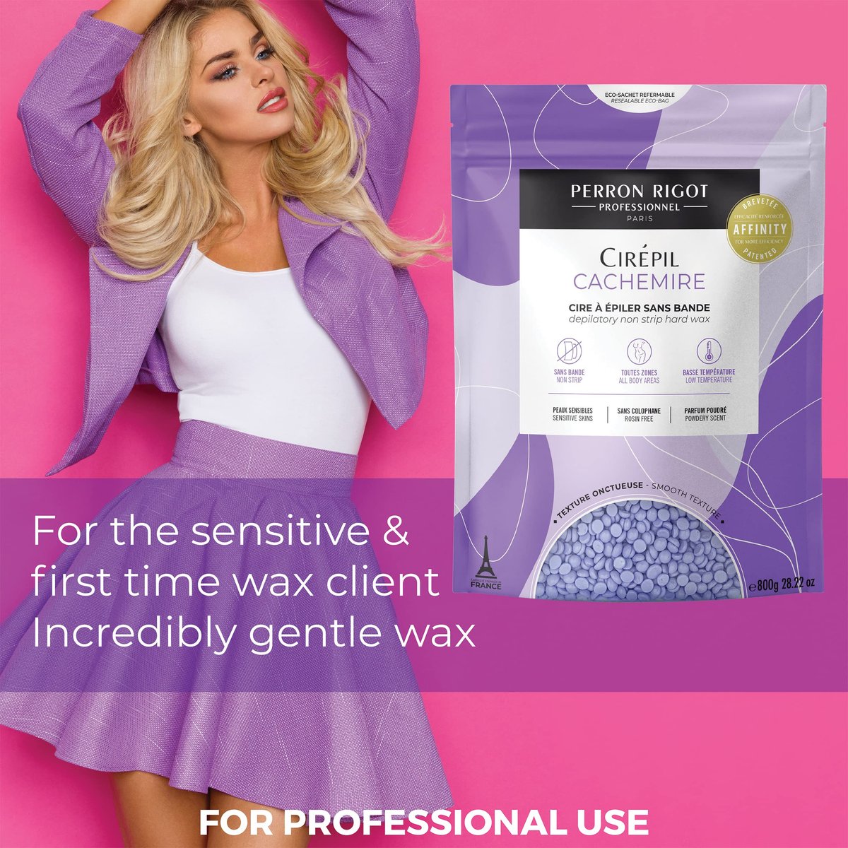 Cirepil Cachemire Hard Wax Beads - 800g / 28.22 oz - Ultra-Comfort, Rosin-Free, Stripless Hair Removal for Sensitive Skin - Low Temperature Refill Bag Avelisse