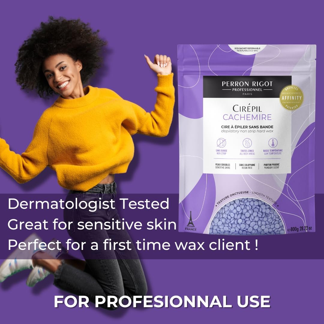 Cirepil Cachemire Hard Wax Beads - 800g / 28.22 oz - Ultra-Comfort, Rosin-Free, Stripless Hair Removal for Sensitive Skin - Low Temperature Refill Bag Avelisse