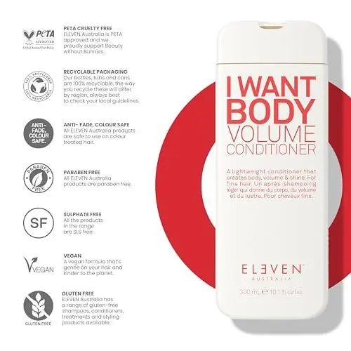 ELEVEN AUSTRALIA I Want Body Volume Hair Conditioner - Volumizing Conditioner for Fine, Thin Hair, Adds Body & Fullness, Sulfate Free - 10.1 oz Avelisse