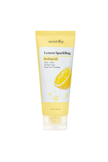SECRETKEY Lemon Sparkling Peeling Gel – Gentle AHA & BHA Exfoliator for Radiant, Smooth Skin, Refines Pores & Texture, Korean Skincare, 5.07 fl oz Avelisse