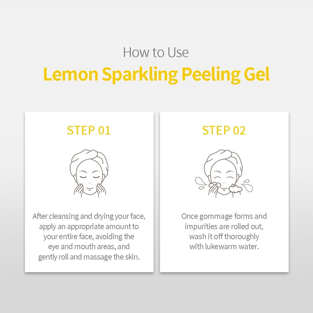 SECRETKEY Lemon Sparkling Peeling Gel – Gentle AHA & BHA Exfoliator for Radiant, Smooth Skin, Refines Pores & Texture, Korean Skincare, 5.07 fl oz Avelisse