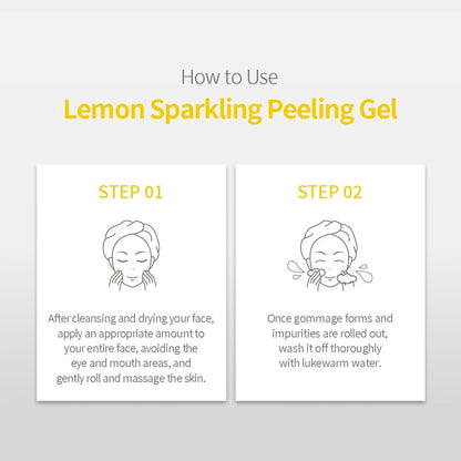 SECRETKEY Lemon Sparkling Peeling Gel – Gentle AHA & BHA Exfoliator for Radiant, Smooth Skin, Refines Pores & Texture, Korean Skincare, 5.07 fl oz Avelisse