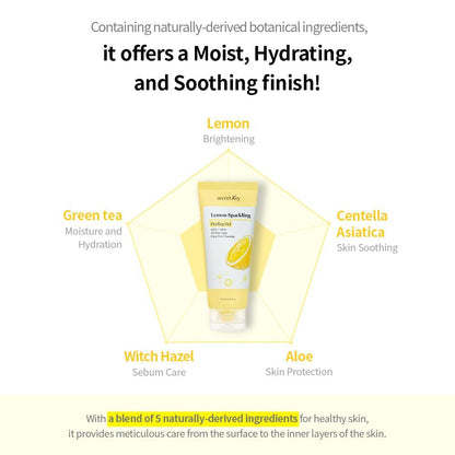 SECRETKEY Lemon Sparkling Peeling Gel – Gentle AHA & BHA Exfoliator for Radiant, Smooth Skin, Refines Pores & Texture, Korean Skincare, 5.07 fl oz Avelisse