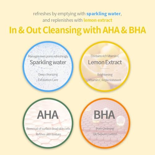 SECRETKEY Lemon Sparkling Peeling Gel – Gentle AHA & BHA Exfoliator for Radiant, Smooth Skin, Refines Pores & Texture, Korean Skincare, 5.07 fl oz Avelisse