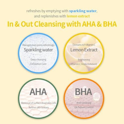 SECRETKEY Lemon Sparkling Peeling Gel – Gentle AHA & BHA Exfoliator for Radiant, Smooth Skin, Refines Pores & Texture, Korean Skincare, 5.07 fl oz Avelisse